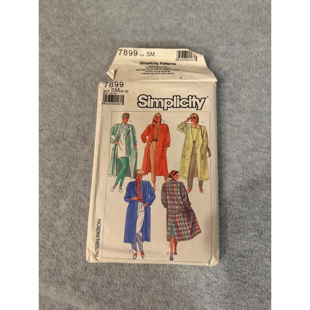 Simplicity 7899 Vintage 80s Duster Coat Sewing Pattern Misses Size Small 10-12